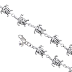 925 Silver Turtle Link Bracelet