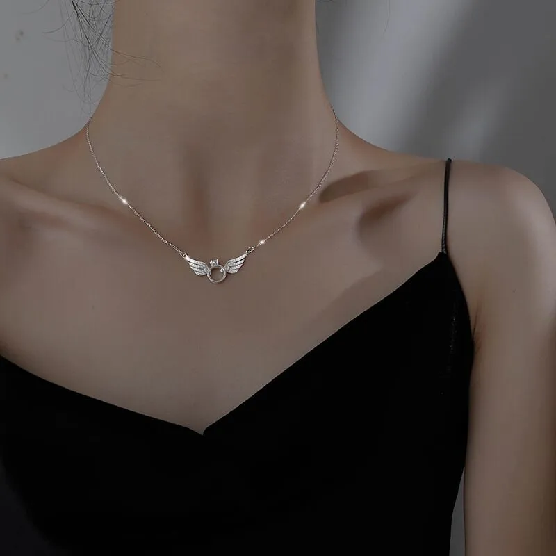 925 Sterling Silver Angel Wing Necklace