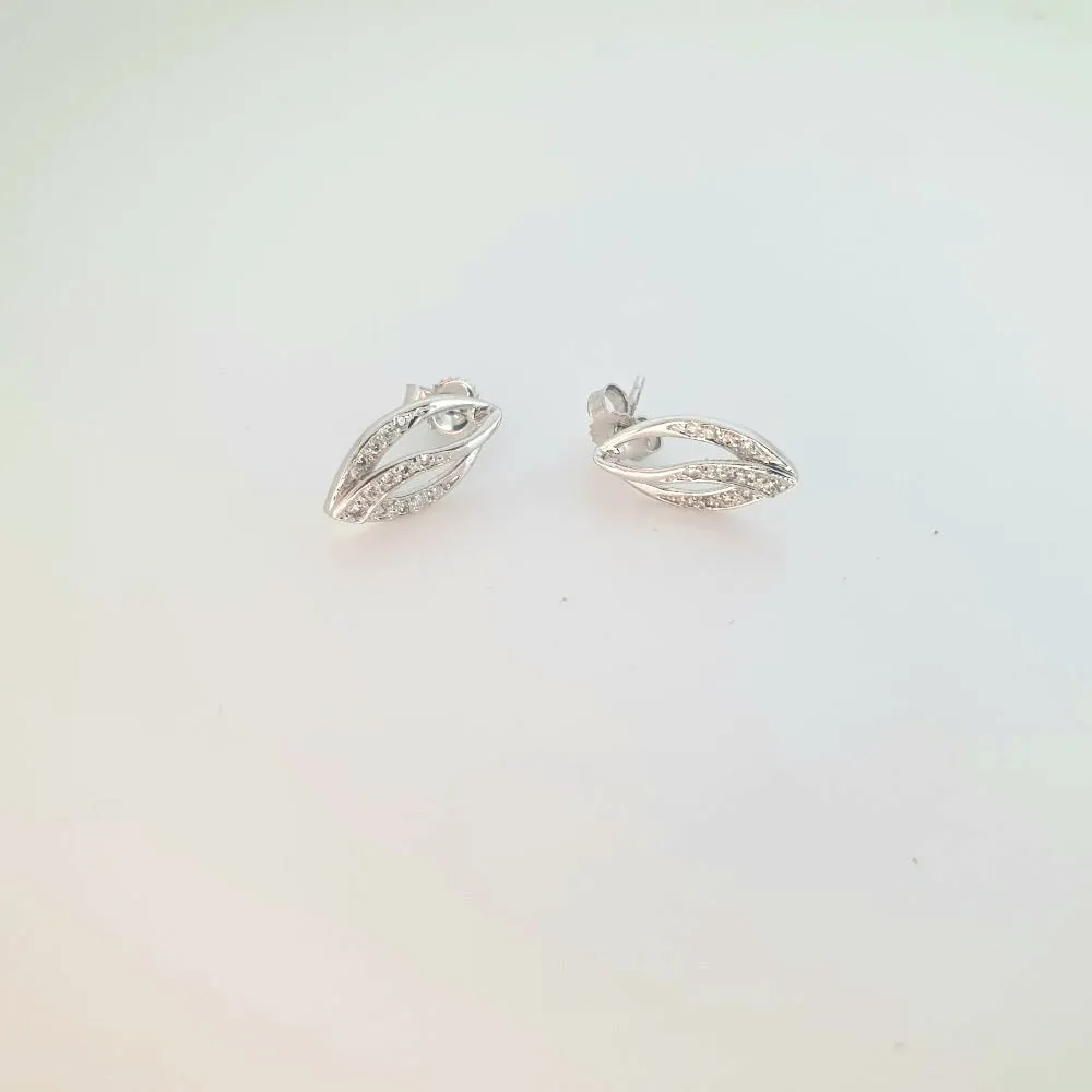 9ct White Gold and Diamond Stud Earrings