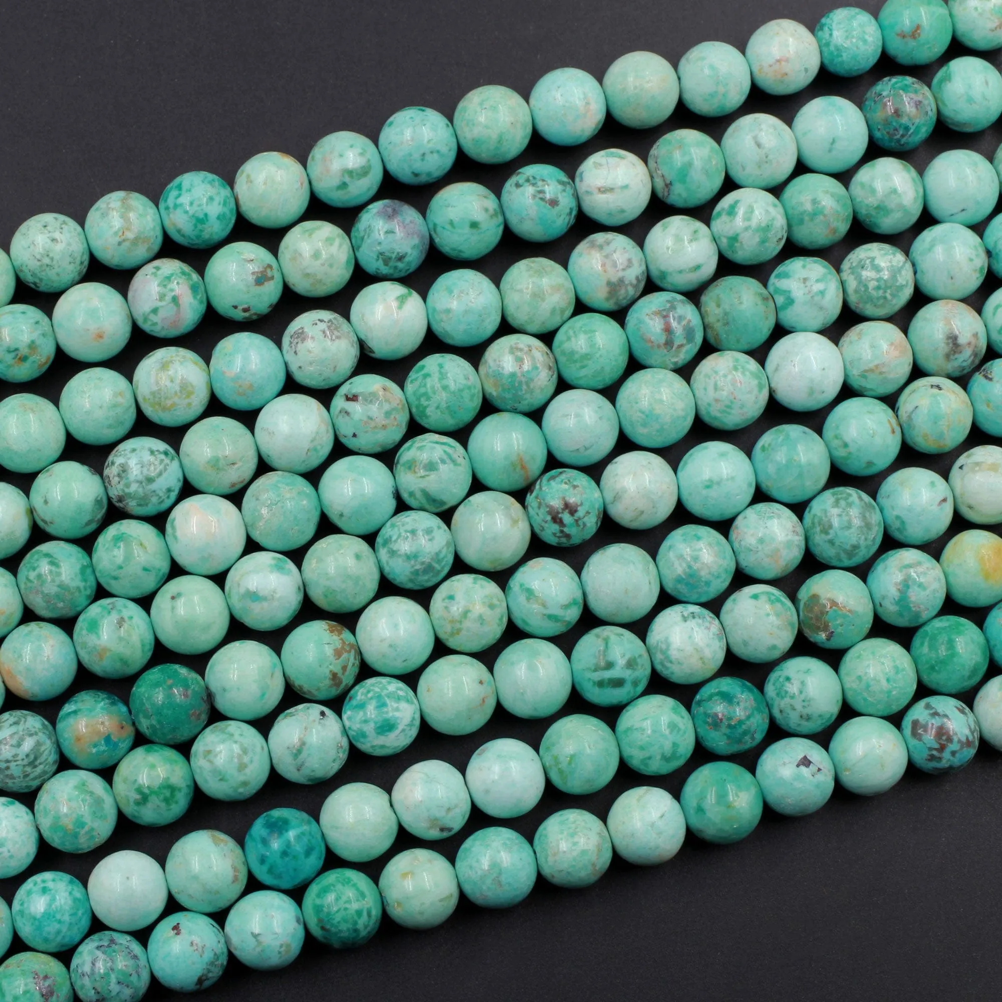 AAA Genuine Natural Peruvian Turquoise 6mm 8mm 10mm 12mm Round Beads Stunning Genuine Blue Green Turquoise Gemstone Beads 15.5" Strand