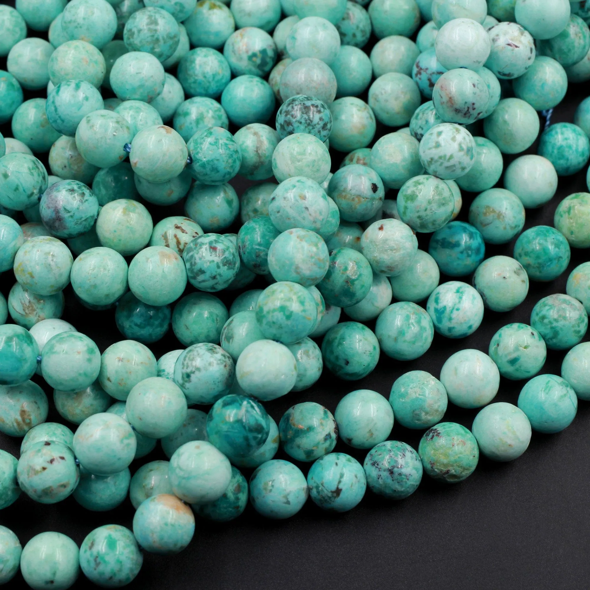 AAA Genuine Natural Peruvian Turquoise 6mm 8mm 10mm 12mm Round Beads Stunning Genuine Blue Green Turquoise Gemstone Beads 15.5" Strand