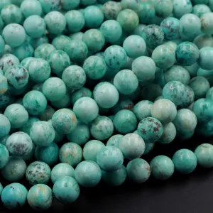 AAA Genuine Natural Peruvian Turquoise 6mm 8mm 10mm 12mm Round Beads Stunning Genuine Blue Green Turquoise Gemstone Beads 15.5" Strand