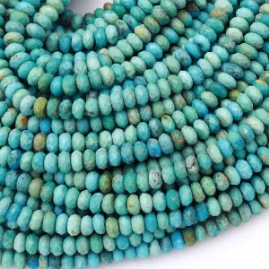 AAA Genuine Natural Turquoise 4mm Faceted Rondelle Beads Blue Green Turquoise Micro Diamond Cut 15.5" Strand