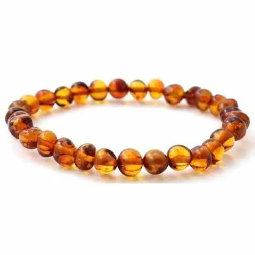 Adult Brandy Snap Cognac Baltic Amber Stretch Bracelet