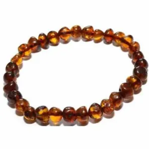 Adult Brandy Snap Cognac Baltic Amber Stretch Bracelet