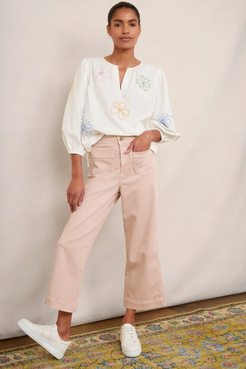 Amber Embroidered Top - Ivory