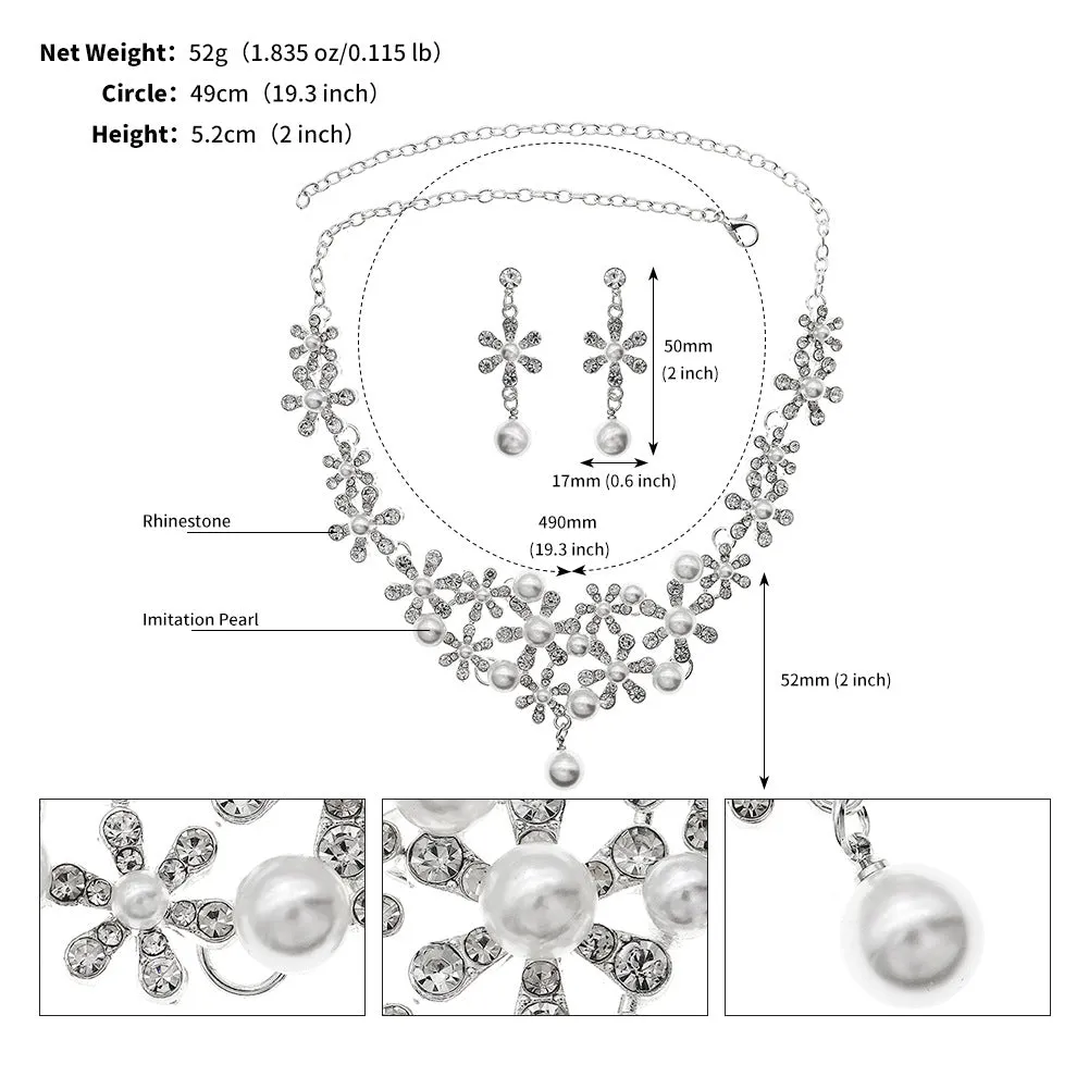 American retro necklace set for women cross-border jewelry bride wedding jewelry rhinestone pearl earrings necklace two-piece set