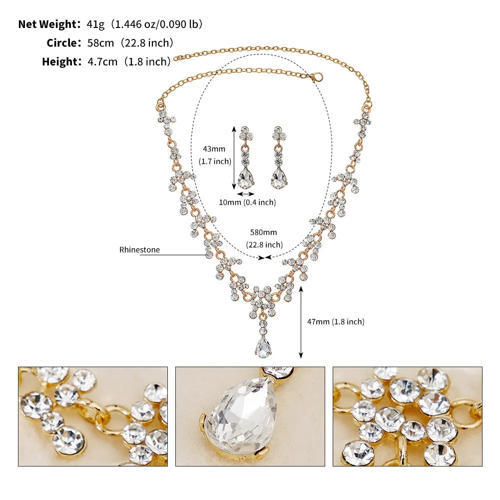 American retro necklace set for women cross-border jewelry bride wedding jewelry rhinestone pearl earrings necklace two-piece set