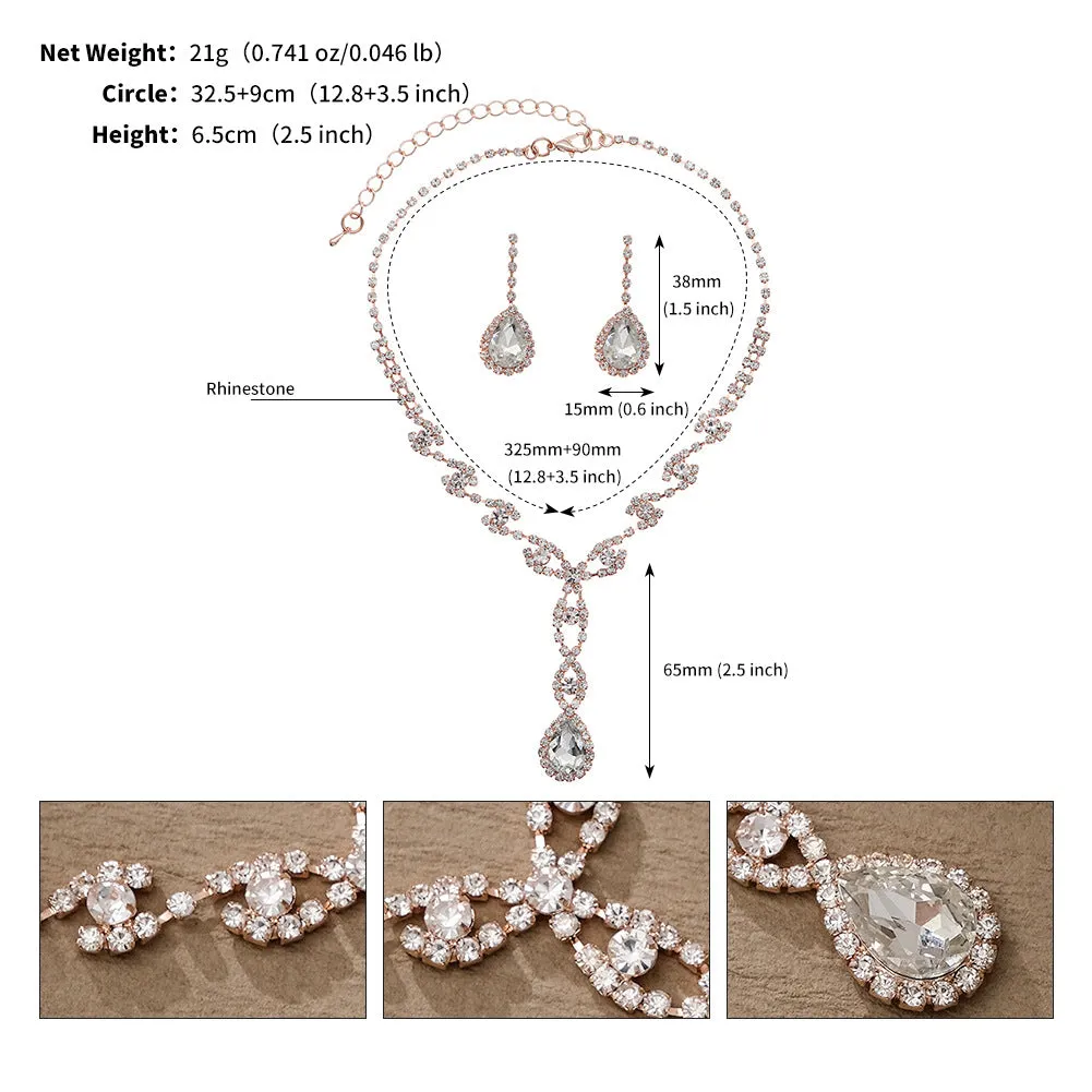 American retro necklace set for women cross-border jewelry bride wedding jewelry rhinestone pearl earrings necklace two-piece set