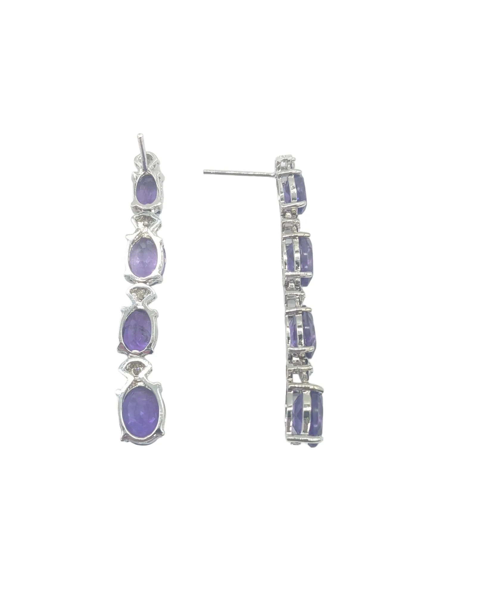 Amethyst and Diamond Dangle Drop Earrings