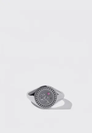 Amulet Love Signet Ring Pink Sapphire - Silver