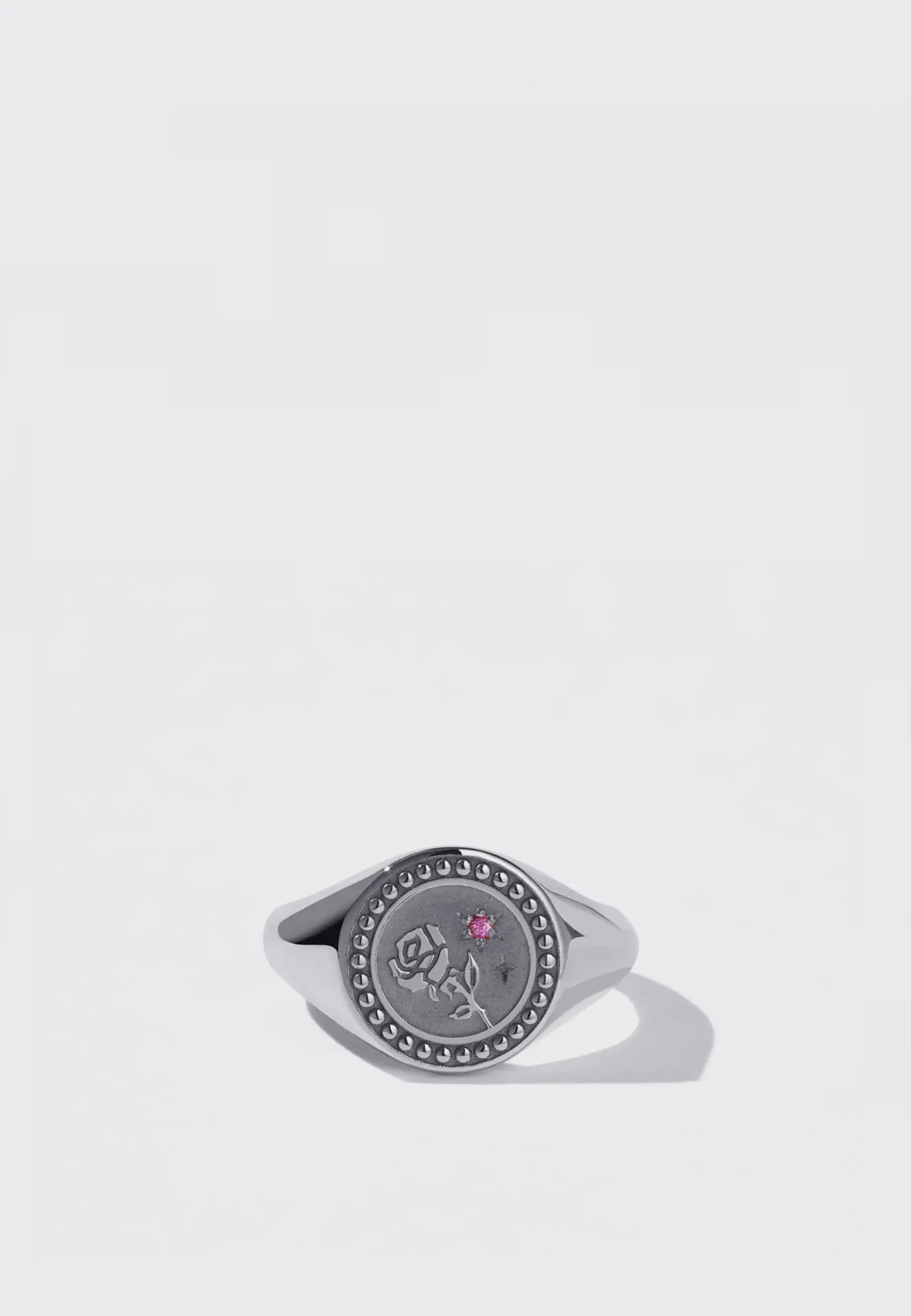 Amulet Love Signet Ring Pink Sapphire - Silver