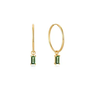 Ania Haie Deluxe 14kt Gold Mini Hoop Earrings with Tourmaline Drops