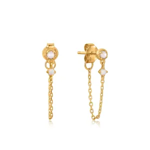 Ania Haie Gold Mother of Pearl and Kyoto Opal Chain Drop Stud Earrings