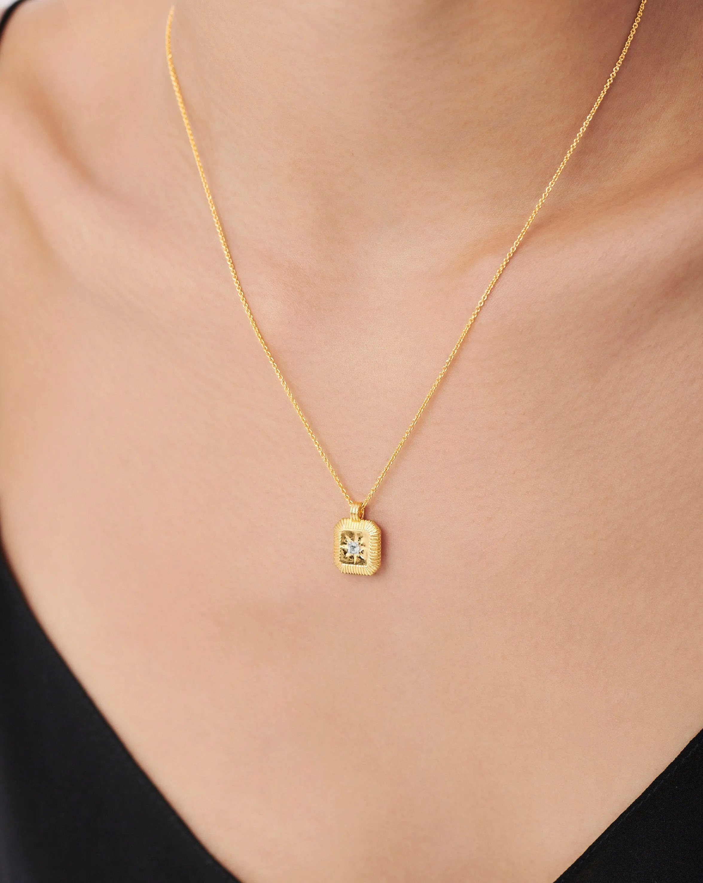 April Birthstone Pendant Necklace | 18ct Gold Vermeil/Crystal