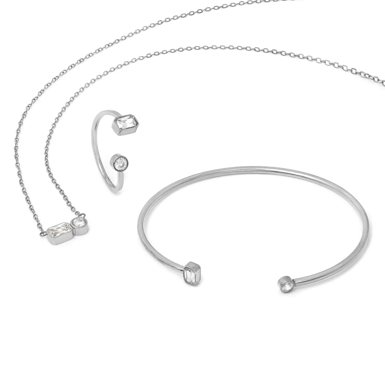 April Diamond Birthstone Gift Set - Silver