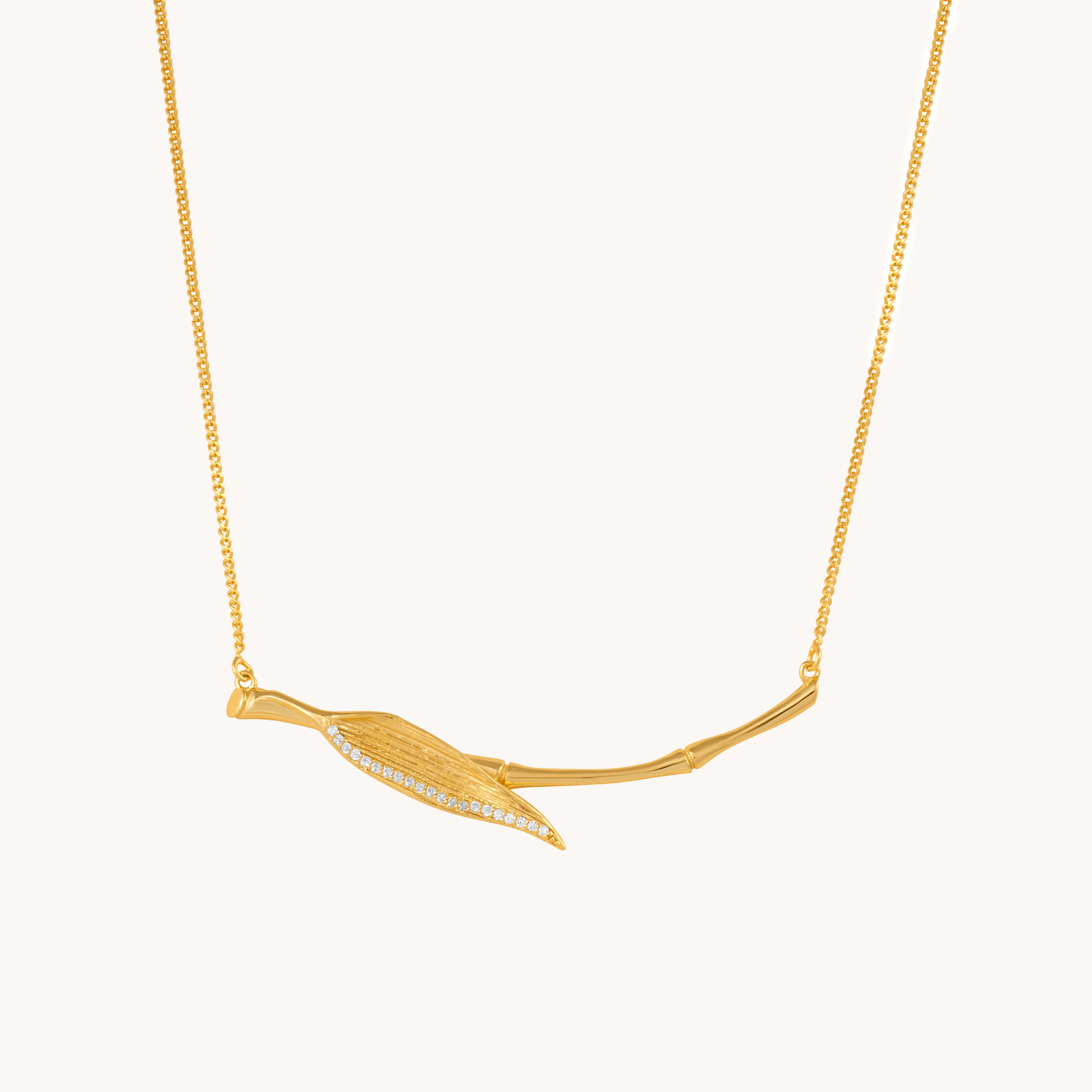 Bamboo Leaf Gold Necklace W.