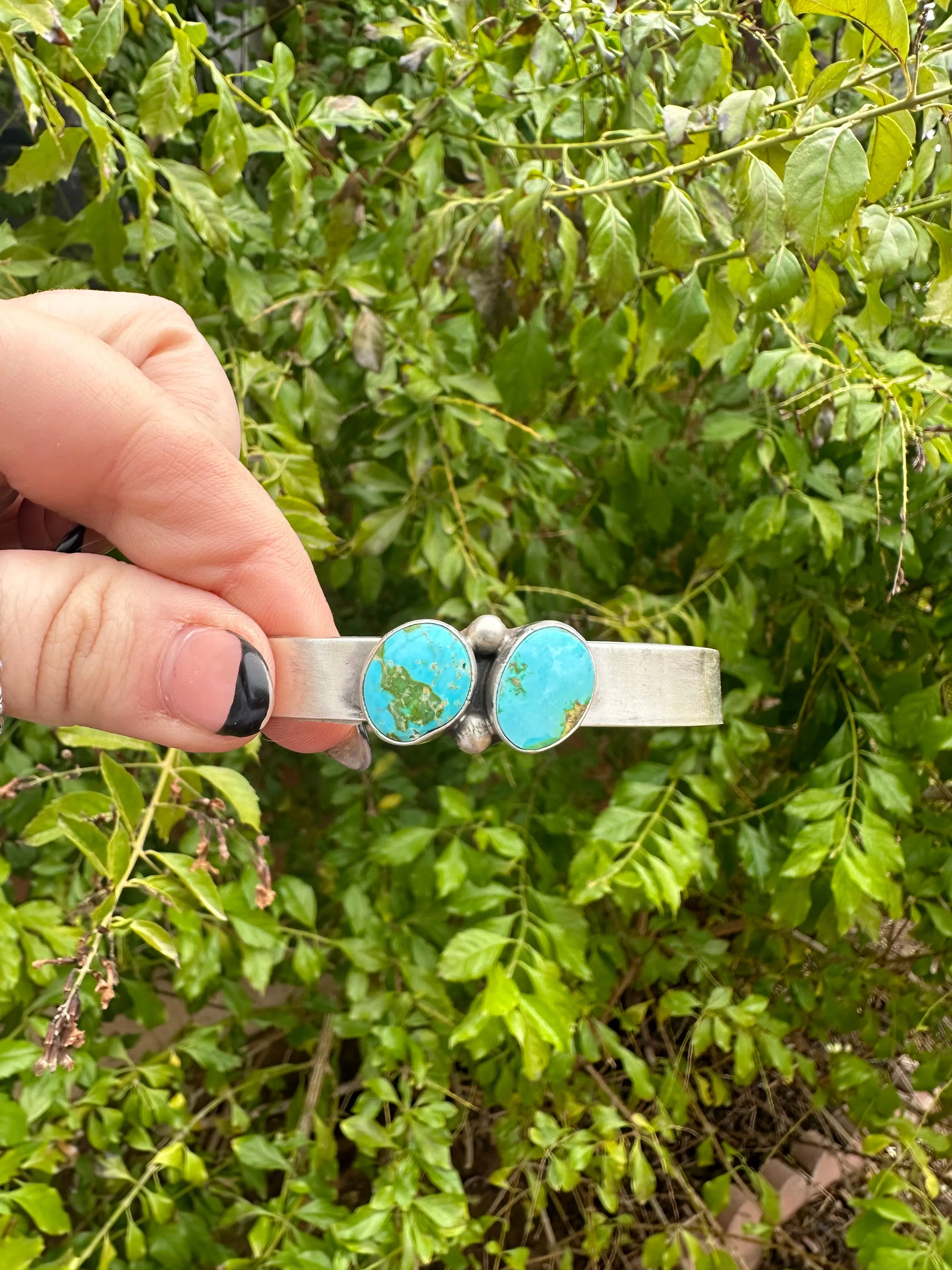 Beautiful Kathleen Livingston Navajo Sterling Sonoran Moutain Turquoise Bracelet Cuff Signed