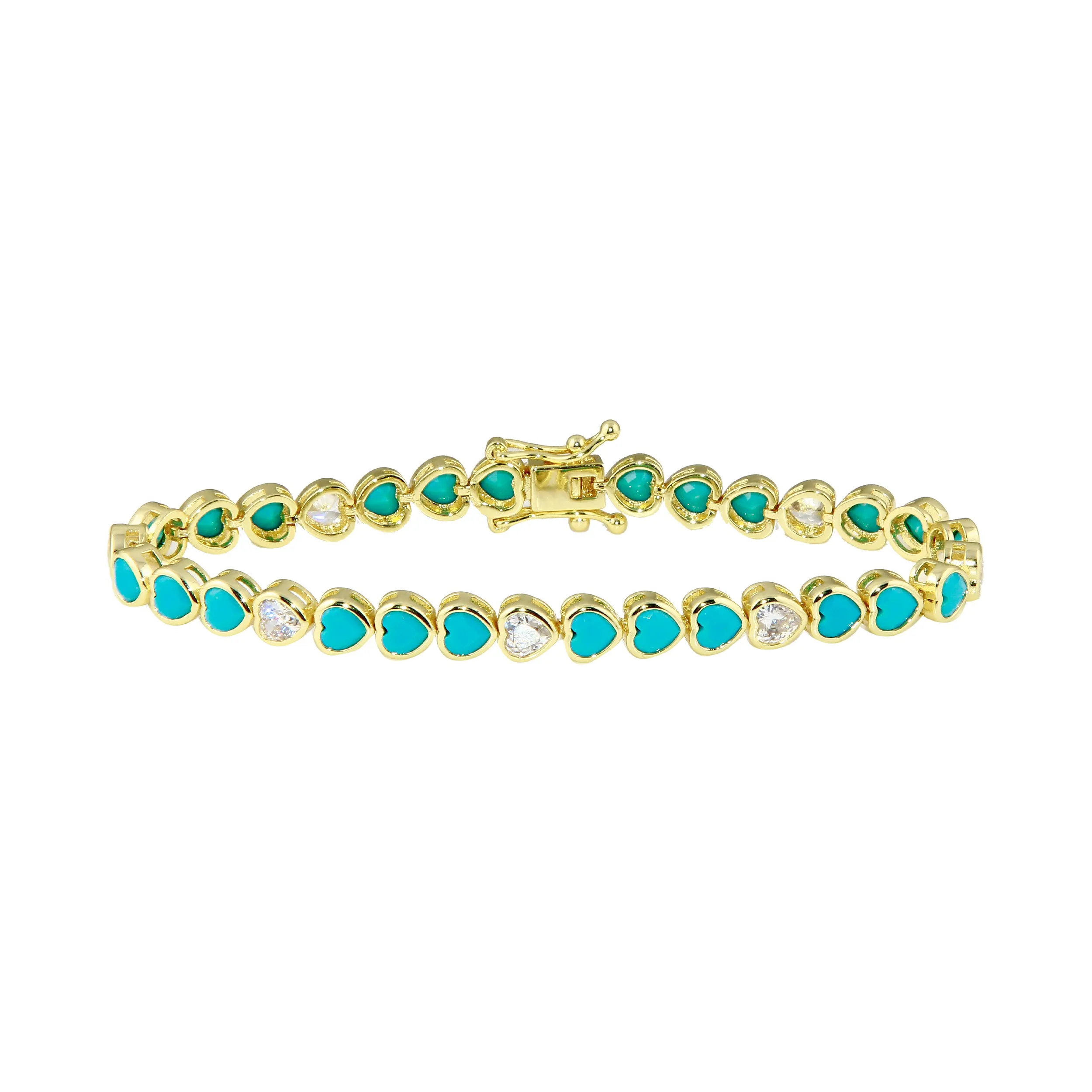 Bezel Heart Turquoise Tennis Bracelet