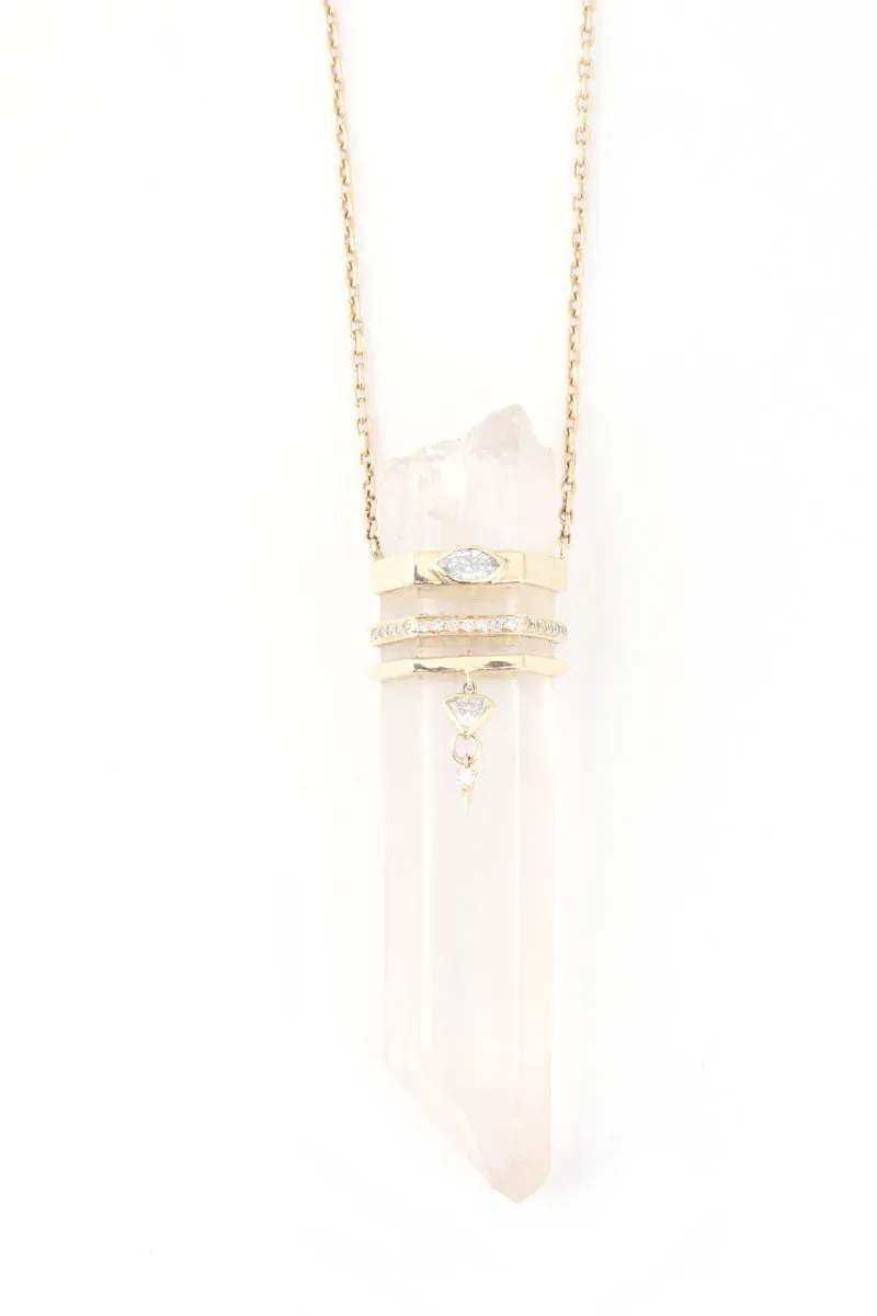 Big Quartz Pencil and Marquise Diamond Totem Necklace by Celine Daoust