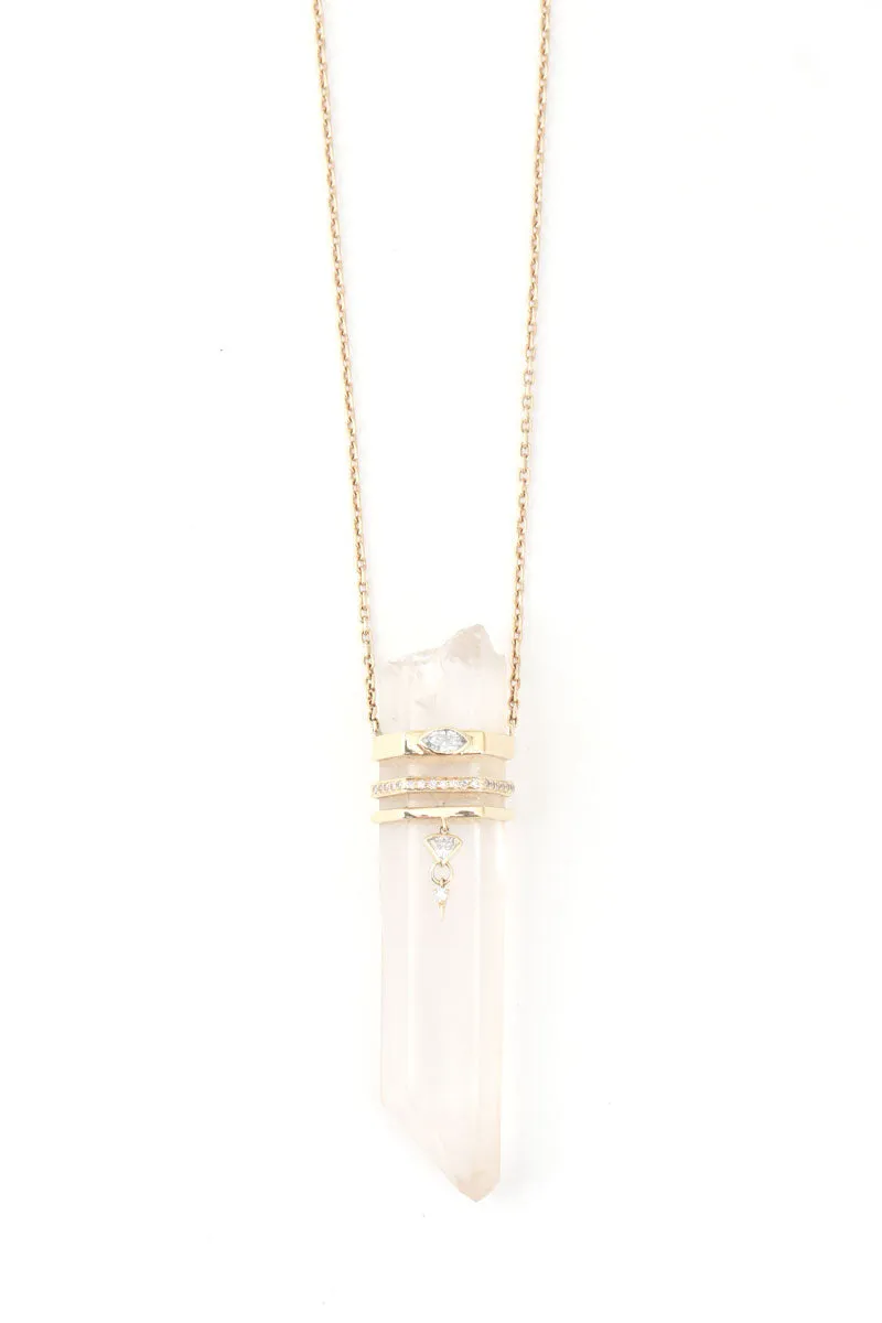 Big Quartz Pencil and Marquise Diamond Totem Necklace by Celine Daoust