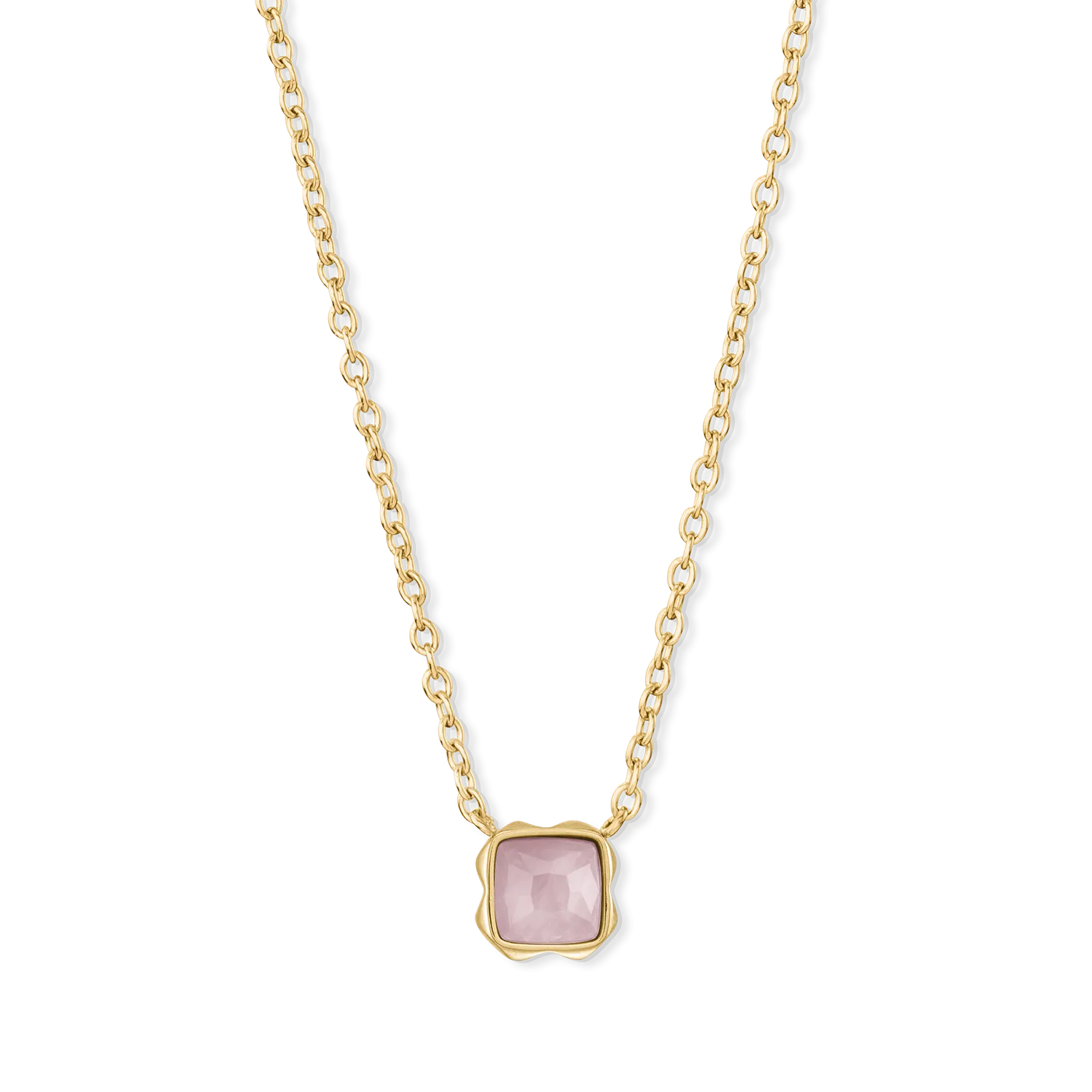 Birthstone October Necklace Rose Quartz Gold