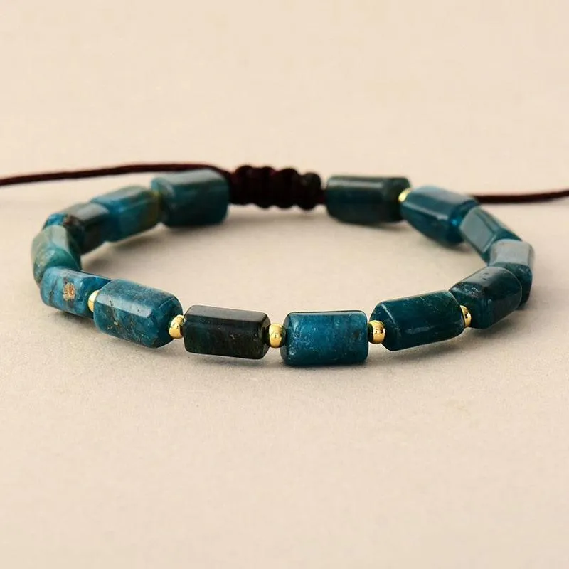 Blue Apatite Stone Cord Cuff Bracelet