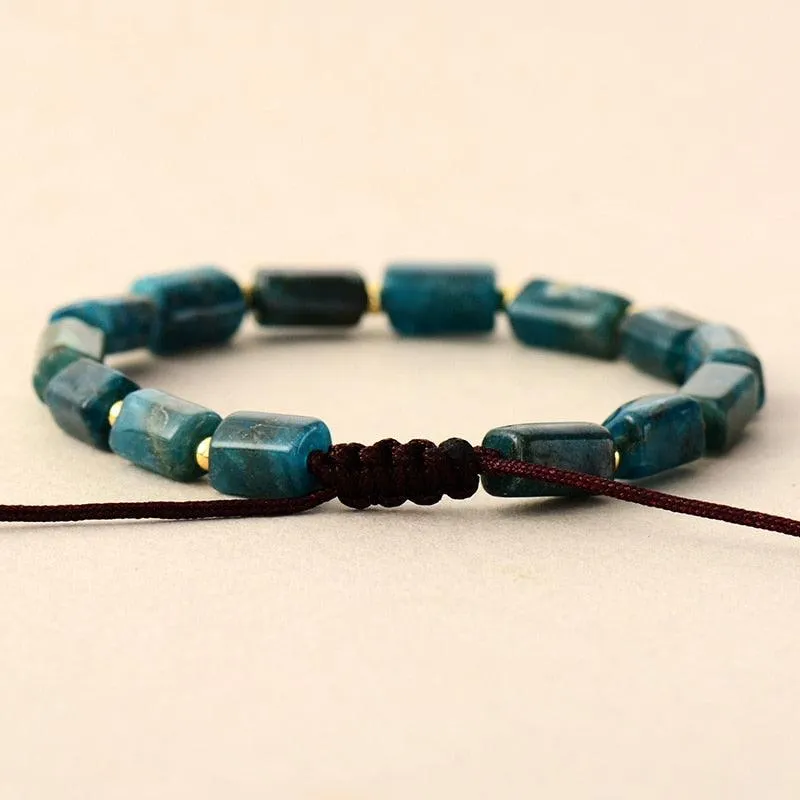 Blue Apatite Stone Cord Cuff Bracelet