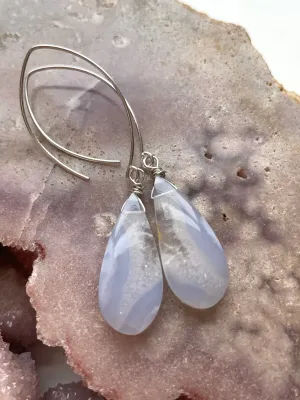 Blue Lace Agate Earrings Sterling silver