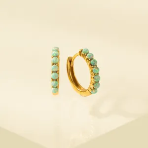 Blue Opal 15mm Huggie Hoop Earrings