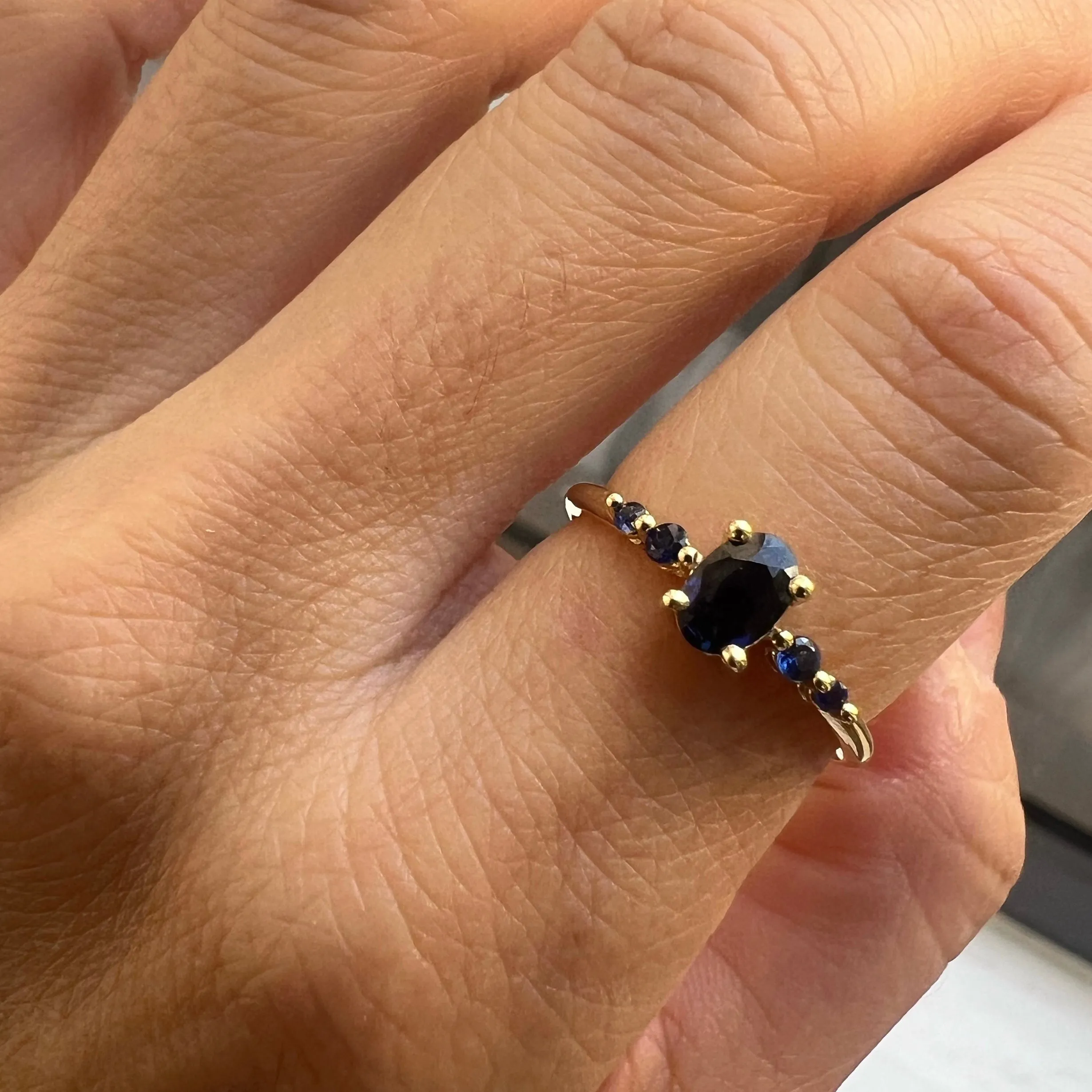 Blue Sapphire Pebble Ring (ready to ship option)*