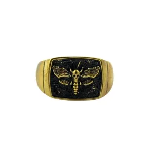 Brass Moth Signet Ring