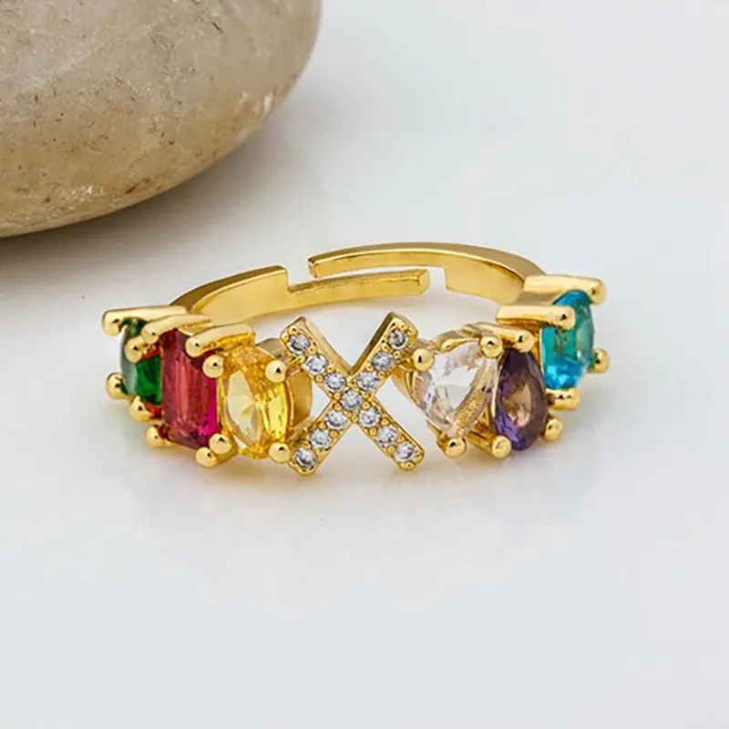 Brilliant Zircon Rainbow A-Z Initial Ring