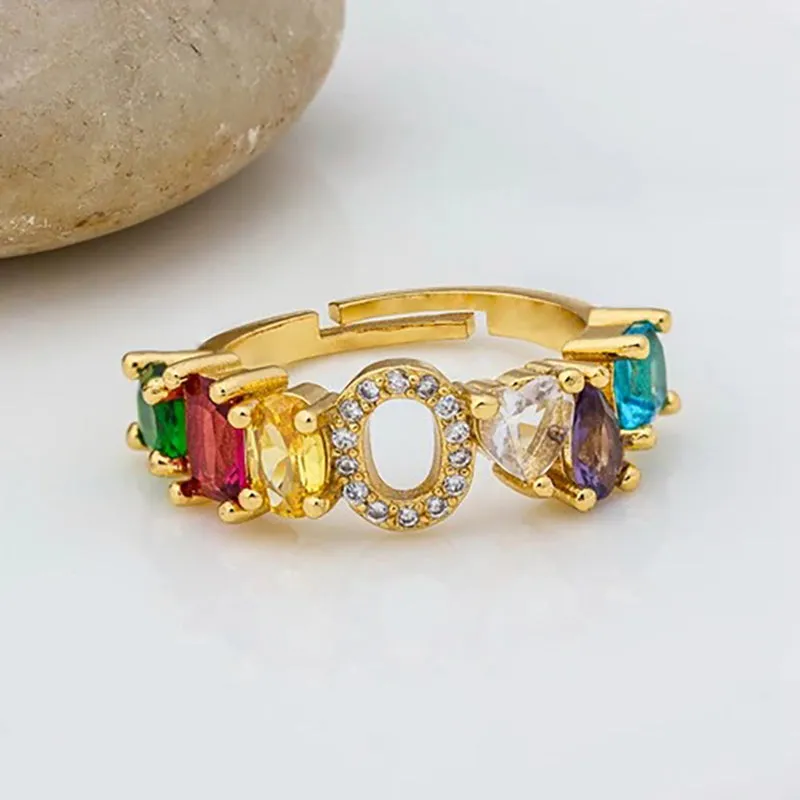 Brilliant Zircon Rainbow A-Z Initial Ring