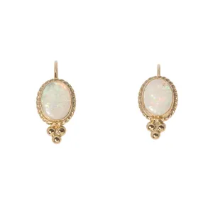 Cabochon Opal 14K Yellow Gold Leverback Earrings