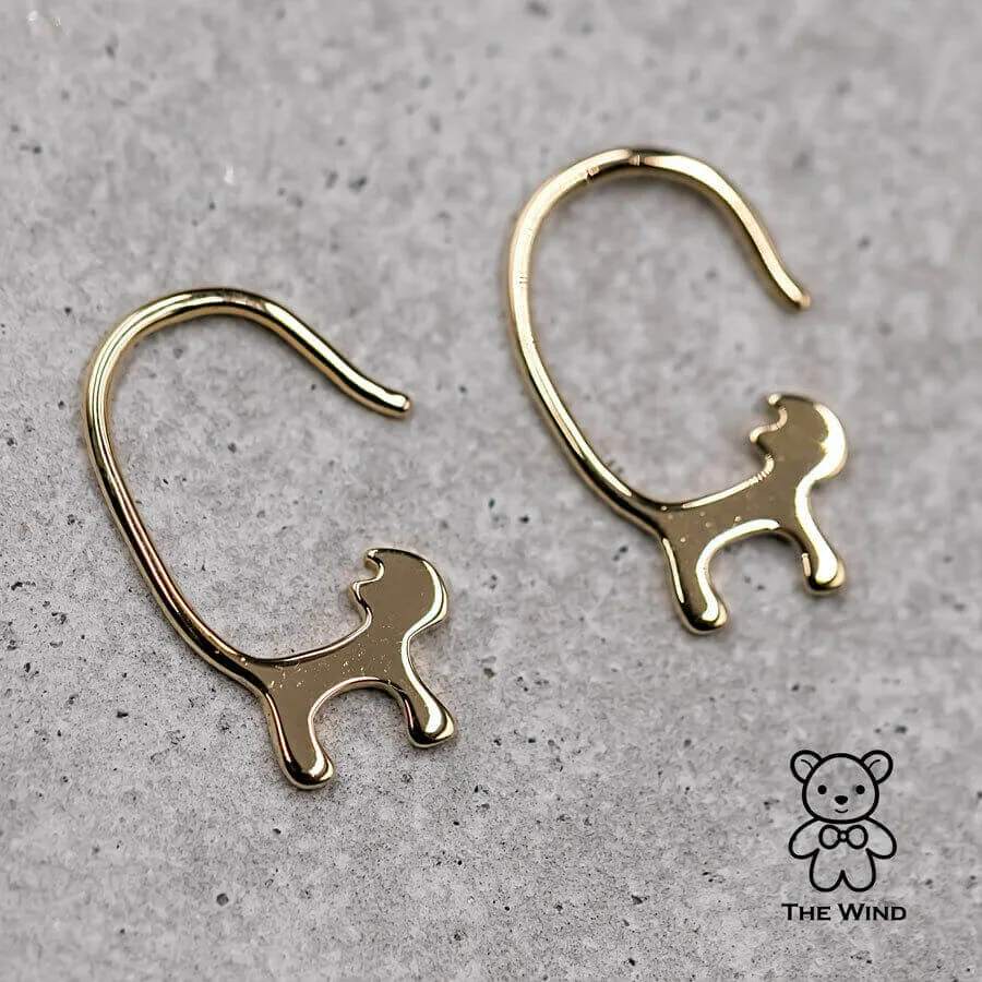 Cat Tail Earrings 18K Yellow Gold Hook Earrings