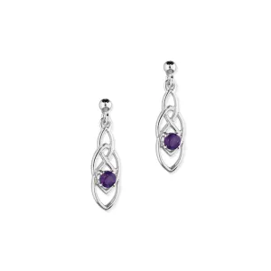 Celtic Sterling Silver Drop Earrings With Amethyst - CE391