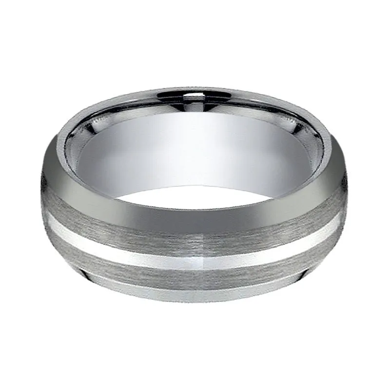 CENTURION | Tungsten Ring Silver Stripe Inlay