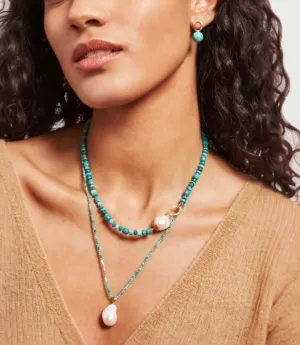 Chan Luu Pearl Pendant With Turquoise Chain