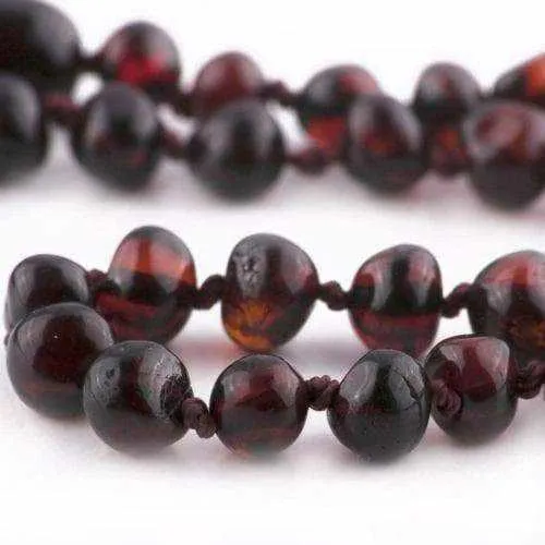 Childs Blackberry Baltic Amber Amethyst Bead Gemstone Necklace