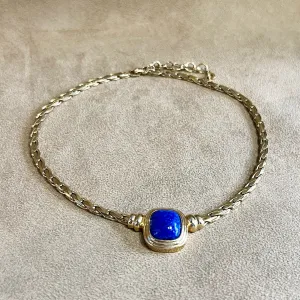 Christian Dior Lapis Blue Glass and Gold Vintage necklace