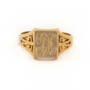 Classic 10 KT Gold Cursive Signet Ring