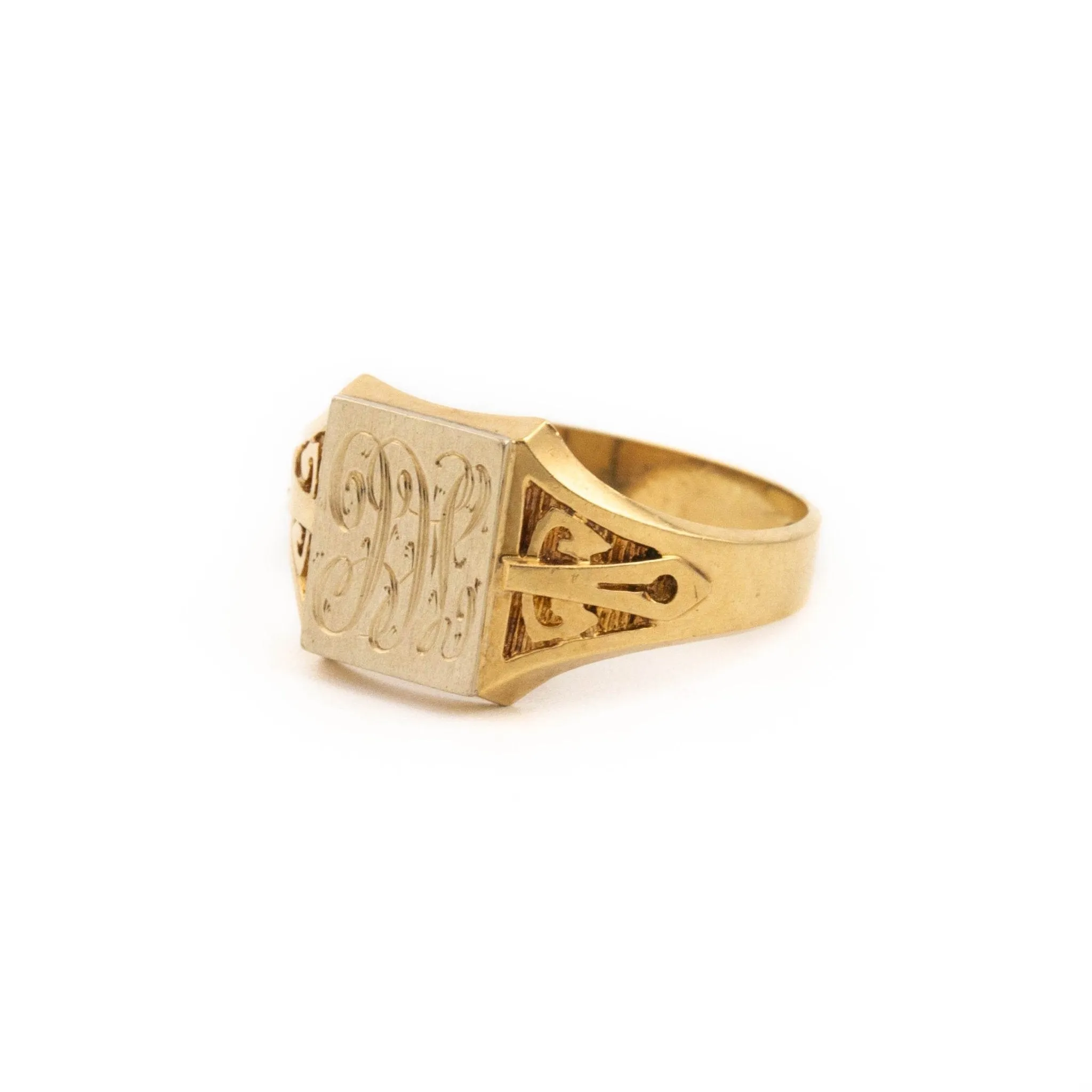 Classic 10 KT Gold Cursive Signet Ring