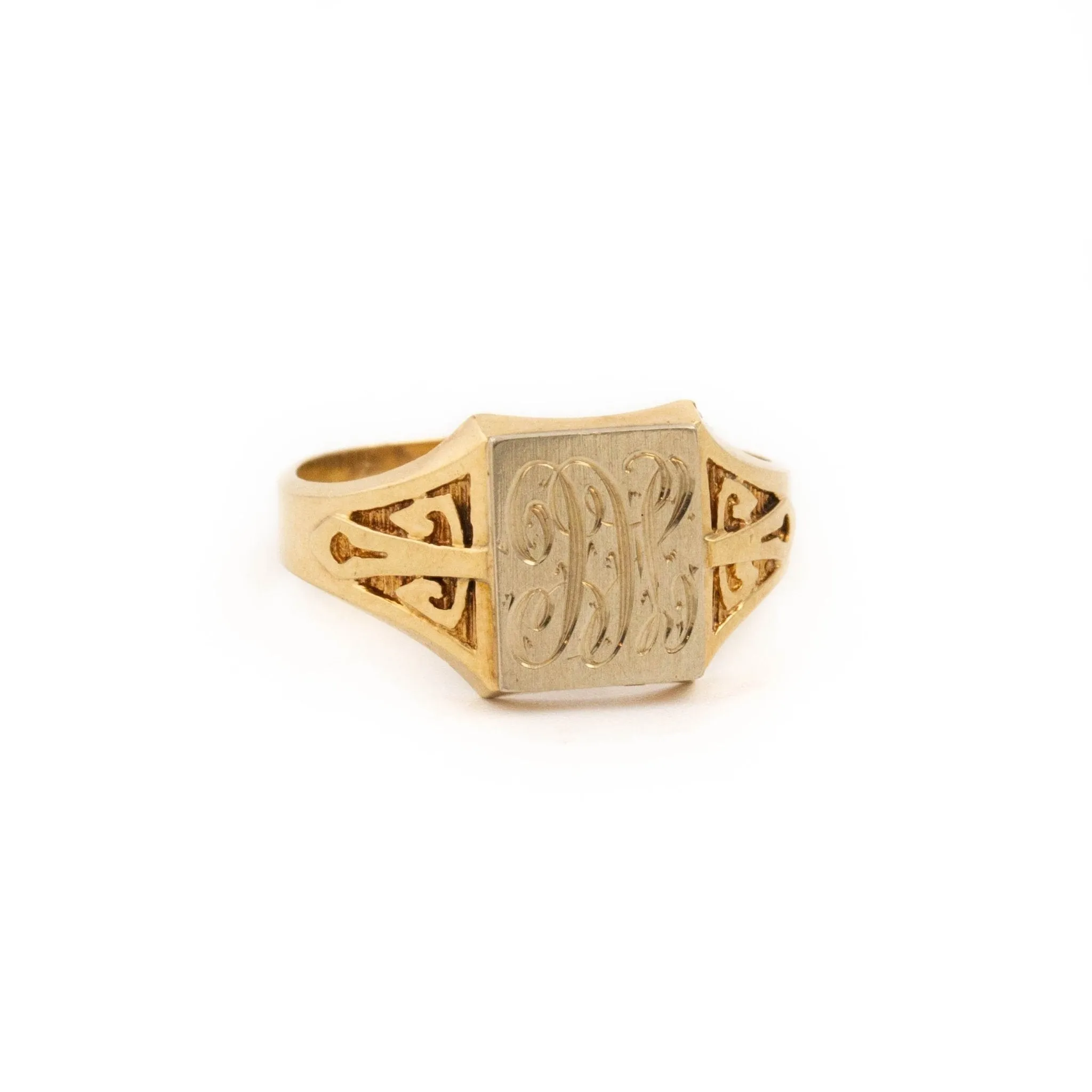 Classic 10 KT Gold Cursive Signet Ring