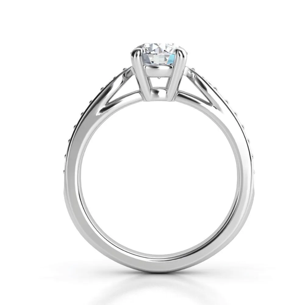 Classic Round-Cut Diamond Engagement Ring with Side Pave Details