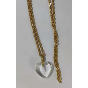 Clear Quartz Stone Pendant with Golden Chain