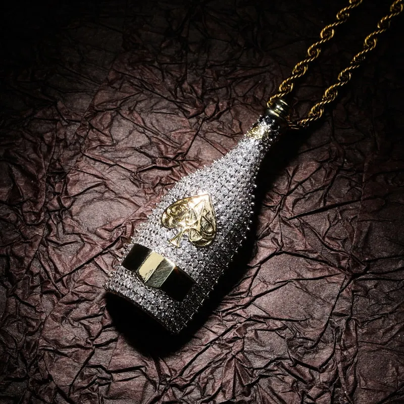 Cocaine & Caviar  Big Wine Bottle Necklaces Full Cubic Zircon Iced Out