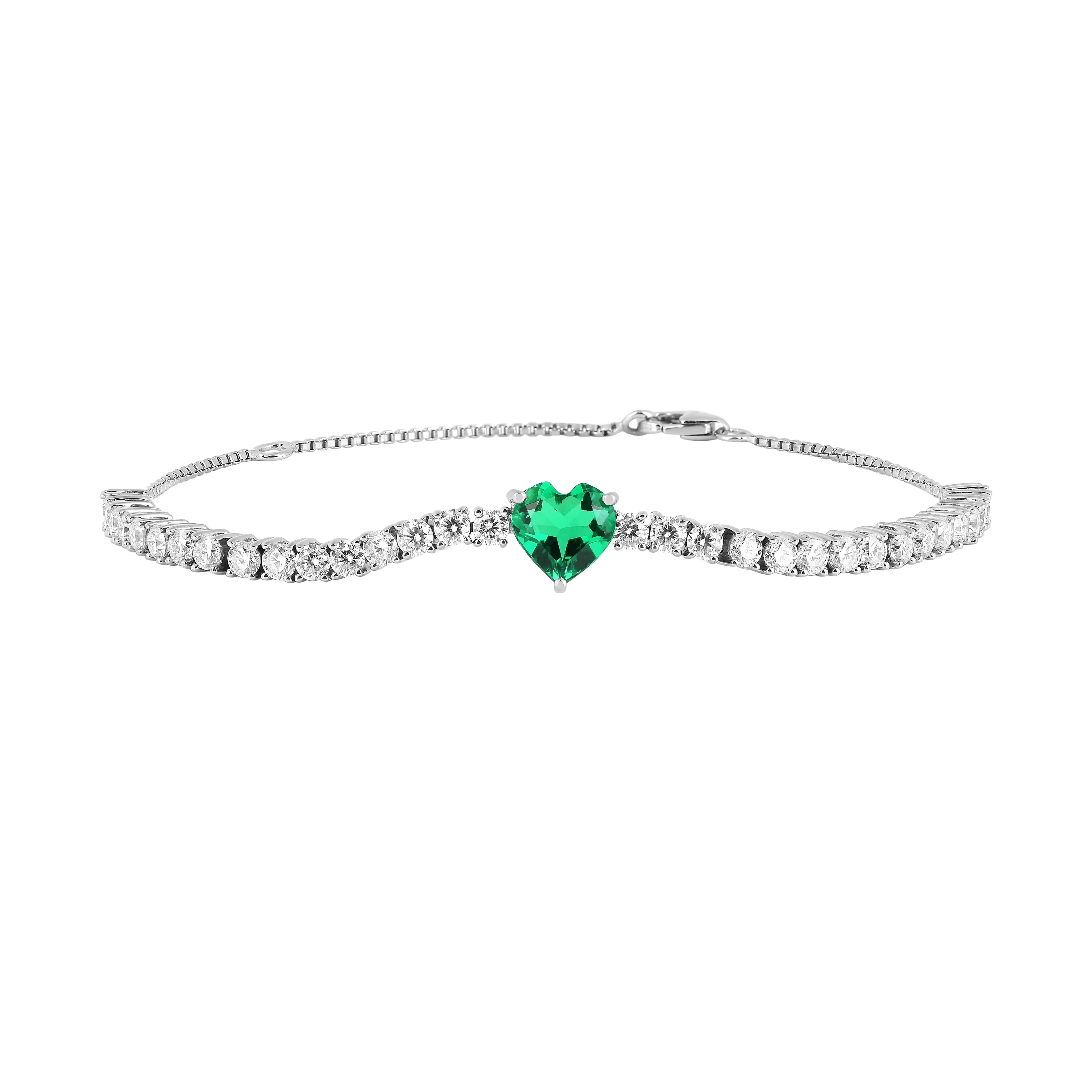 Columbian Created Emerald Heart Bracelet