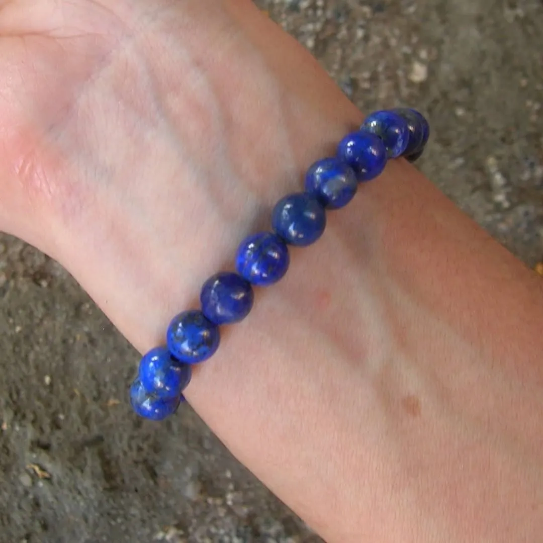 Compassion - Sixth Chakra, Genuine Lapis Lazuli Gemstone Mala Bracelet