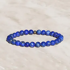 Compassion - Sixth Chakra, Genuine Lapis Lazuli Gemstone Mala Bracelet